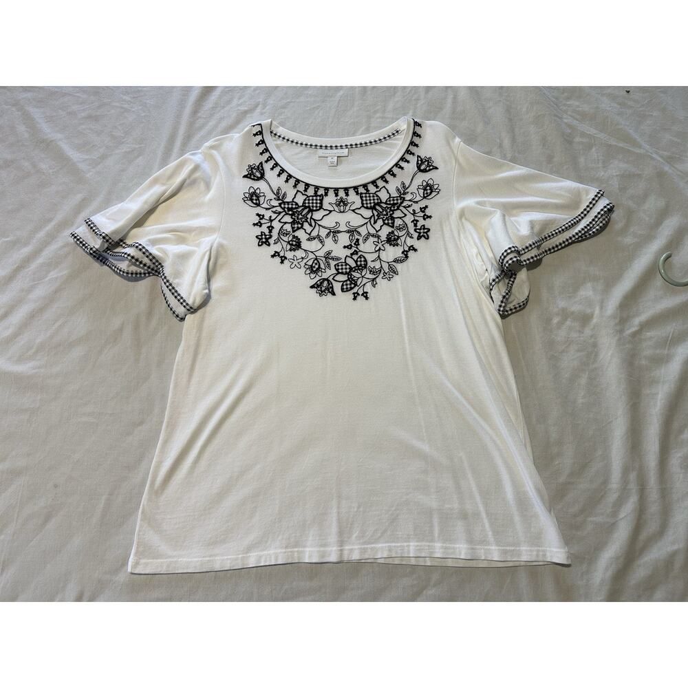 Charter Club Embroidered Floral Tee – XL